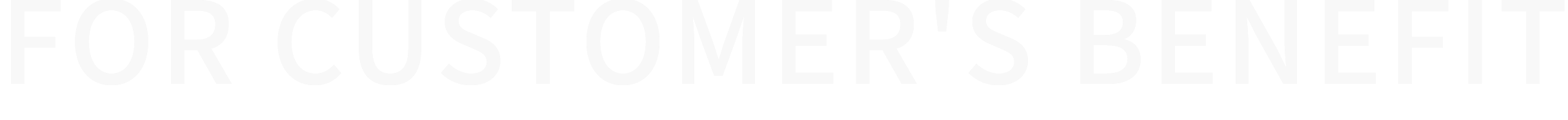 FOR CUSTOMER'S BENEFIT